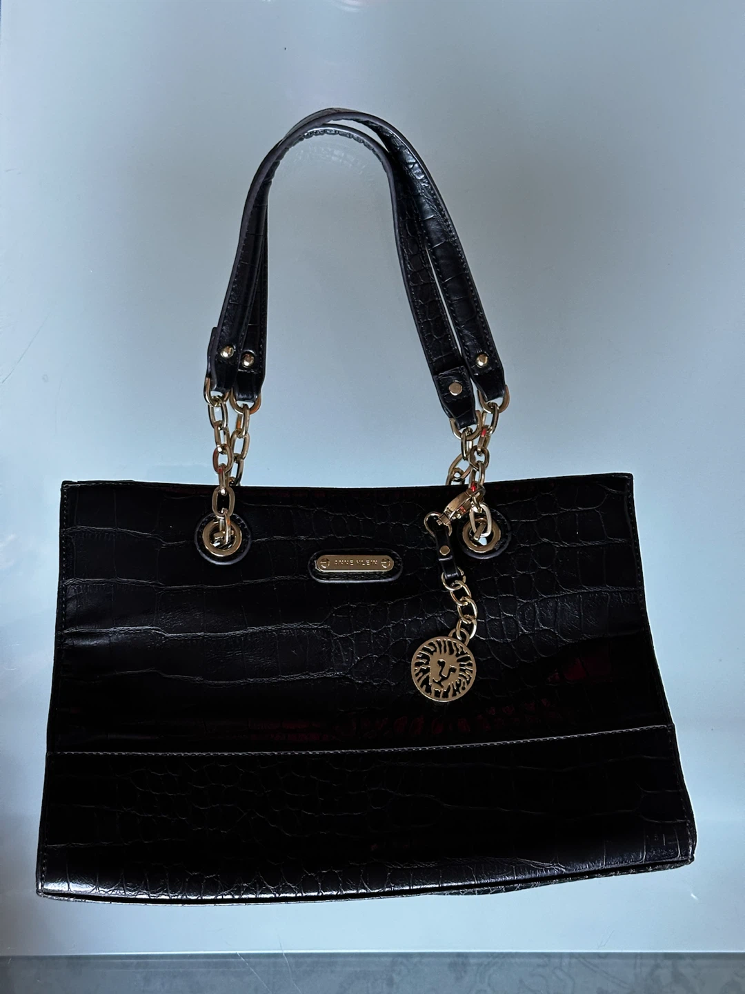 Anne Klein black croc-embossed tote bag - photo 2
