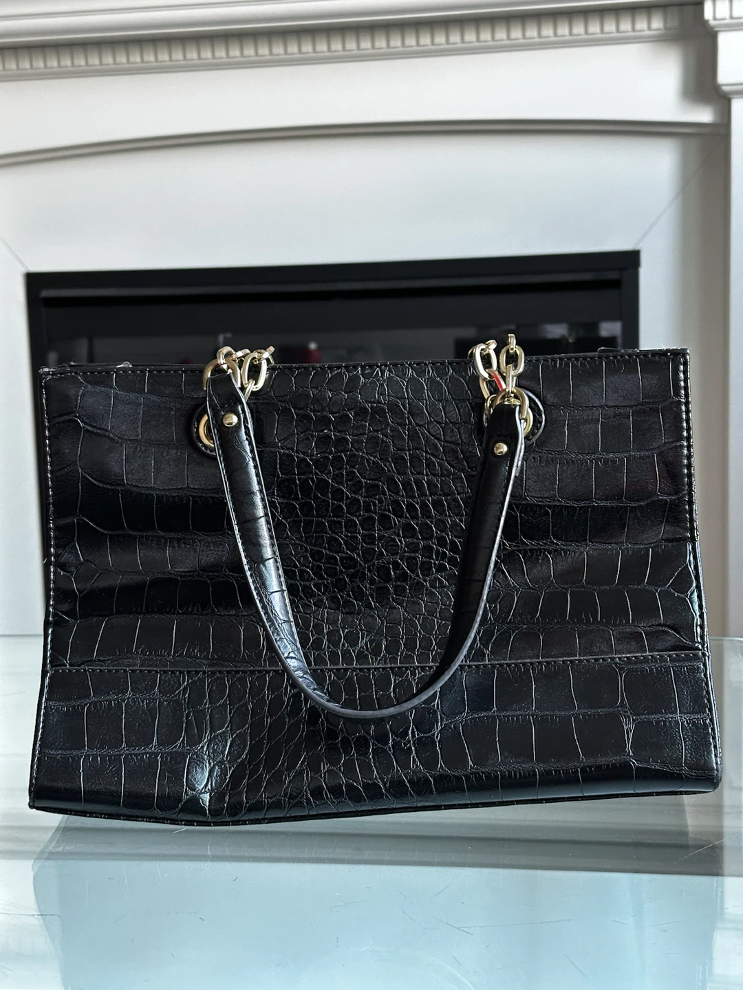 Anne Klein black croc-embossed tote bag - photo 3