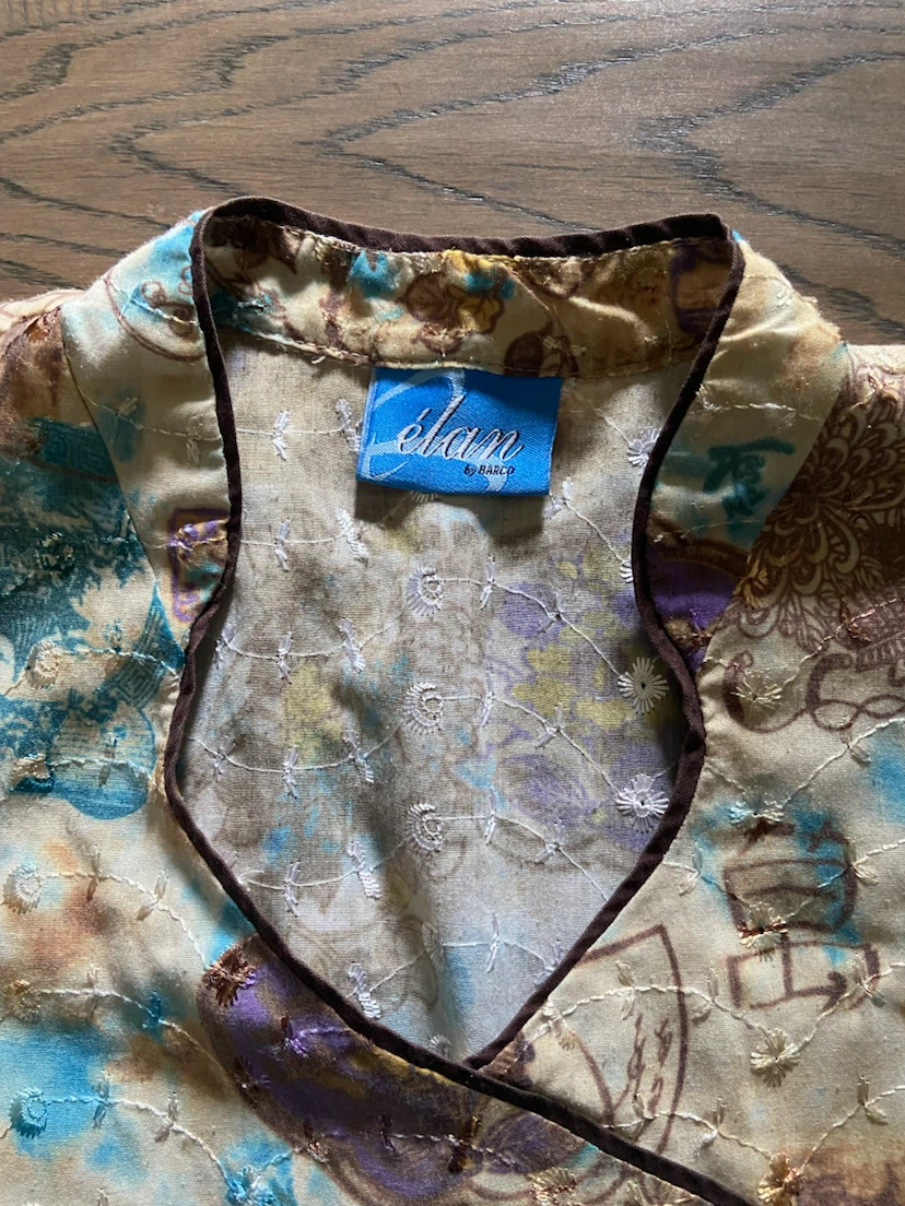 Elan by Barco Embroidered Floral Scrub Top - Size XS - photo 4