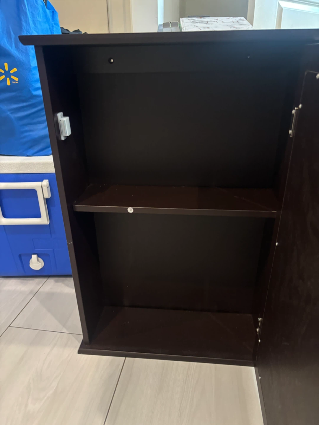 Dark Wood Medicine Cabinet with Mirror - photo 2