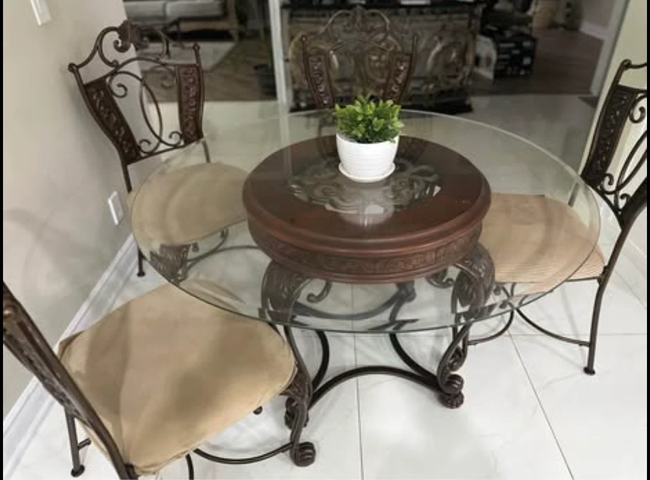 Glass Dining Set with 4 Chairs