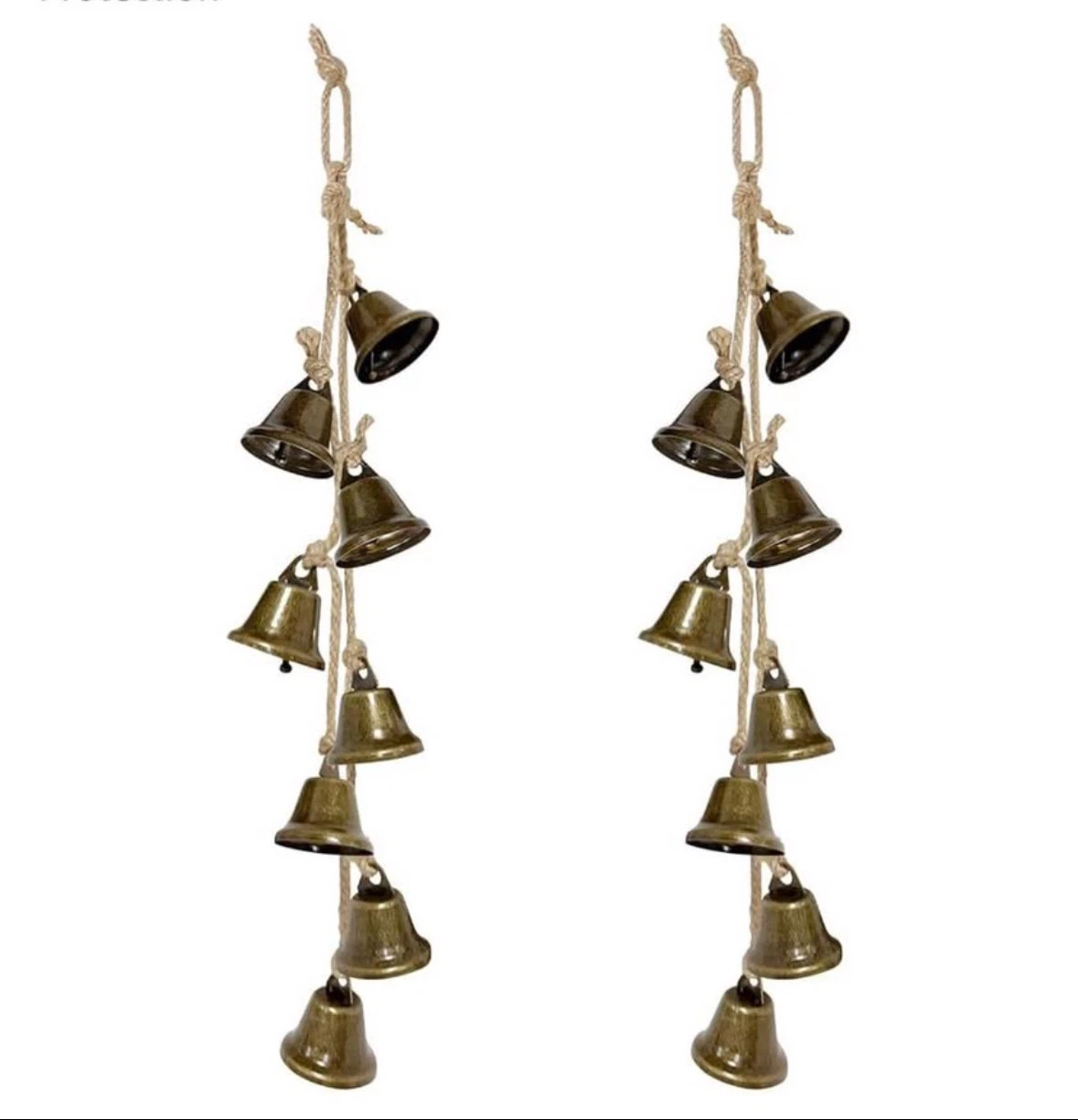 2 Pack 15.75 Inches Bells, Brass-Colored Iron Bell Strings