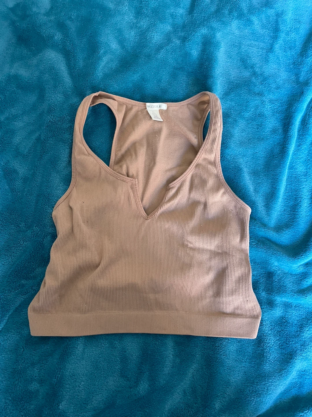 BOZZOLO Ribbed V-Neck Tank Top M/L