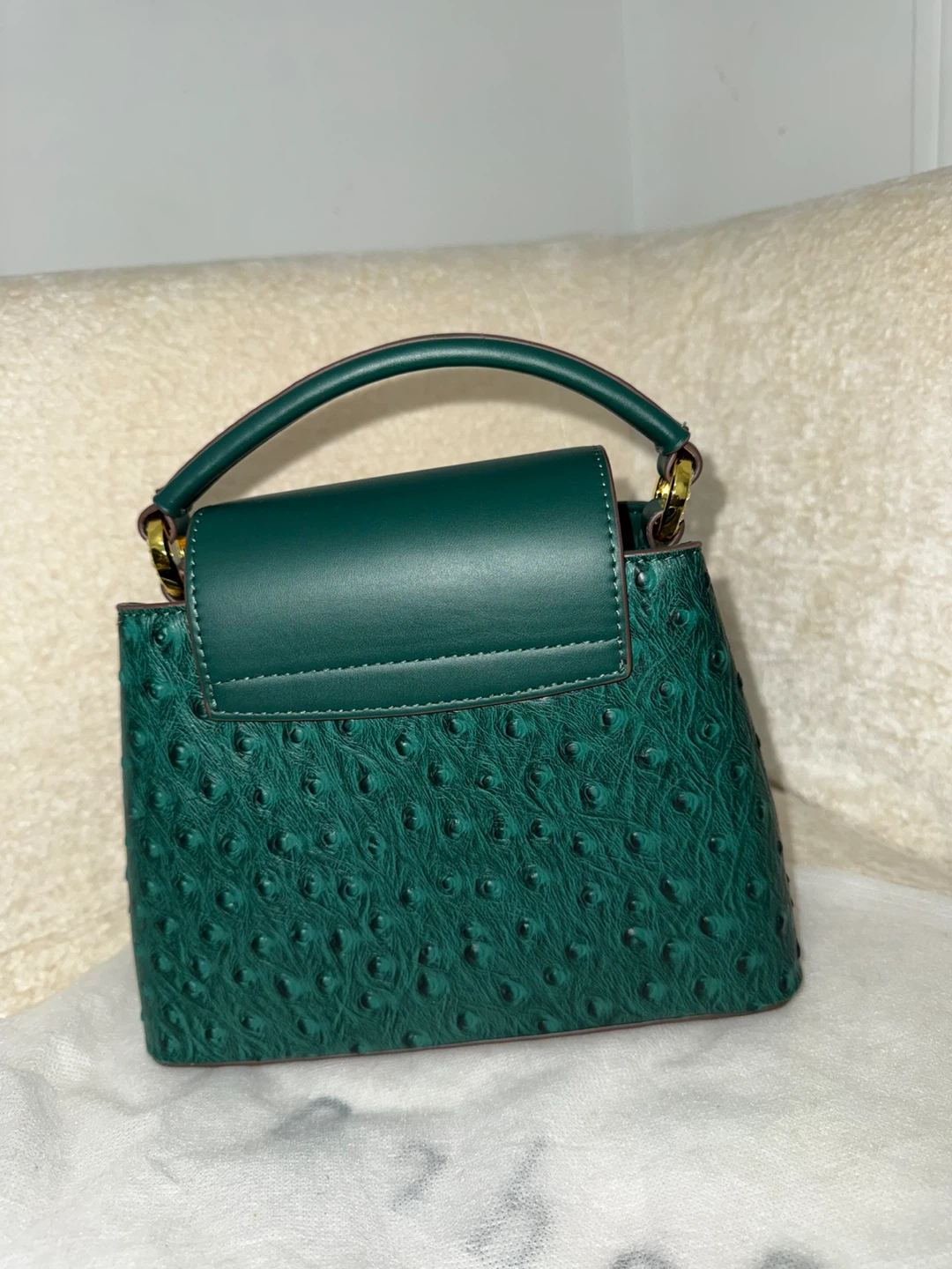 Miss Gail Green Ostrich Embossed Handbag - photo 2