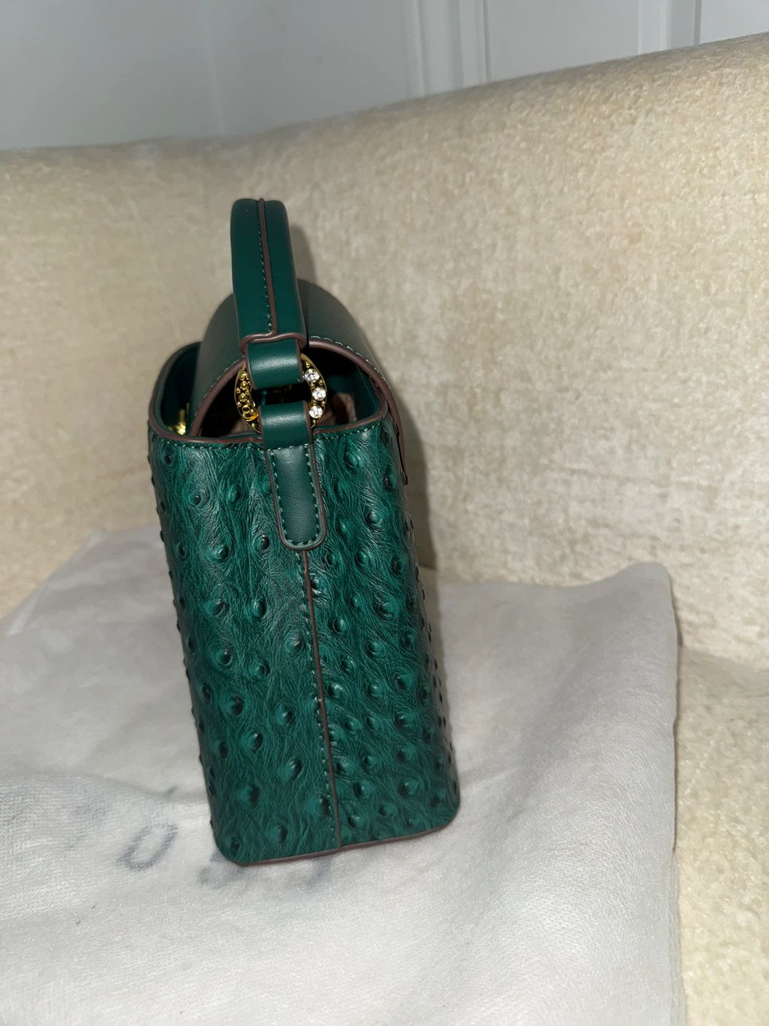 Miss Gail Green Ostrich Embossed Handbag - photo 4
