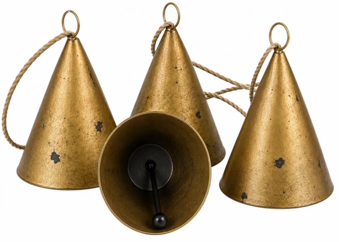 Vintage 4 Bells Rustic Hanging Bells with Rope Bell for Door - photo 2