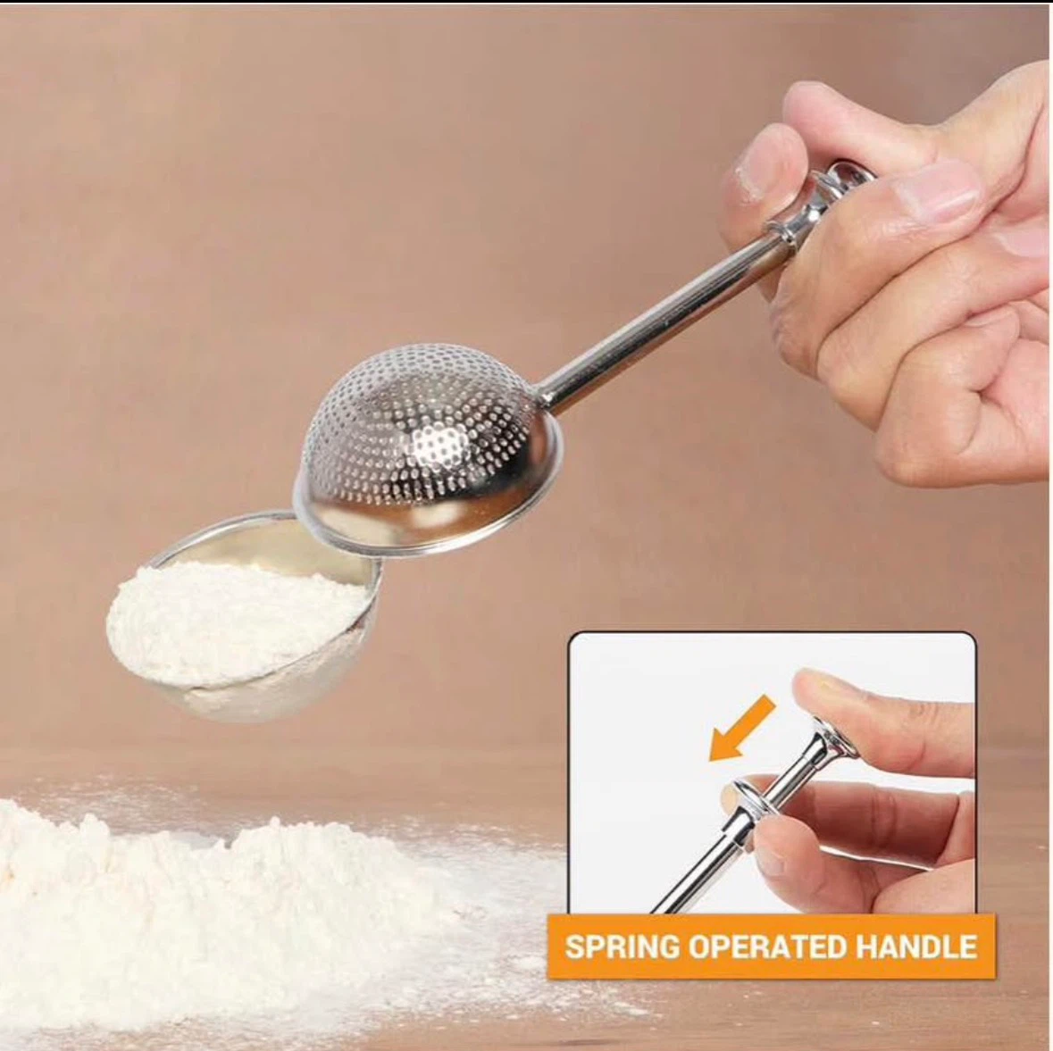 2-Pc Flour Duster, 304 Stainless Steel Flour Sifter for Baking - photo 3
