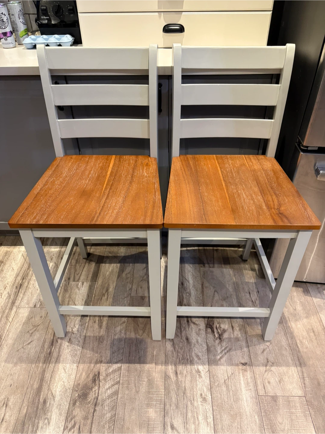 Pair of wooden kitchen counter stools