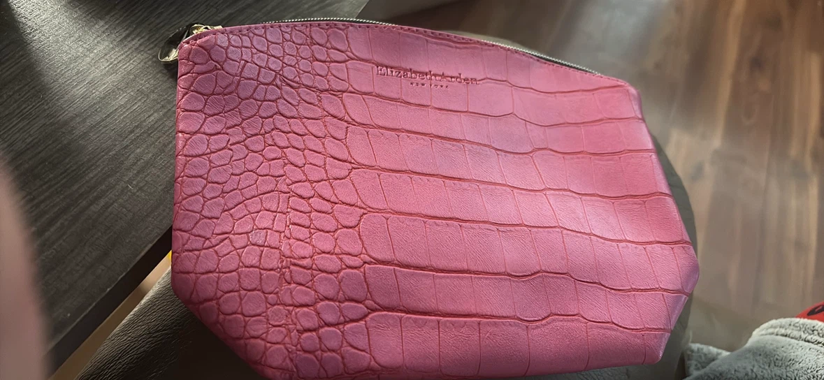 Elizabeth Arden Pink Croc-Embossed Cosmetic Bag