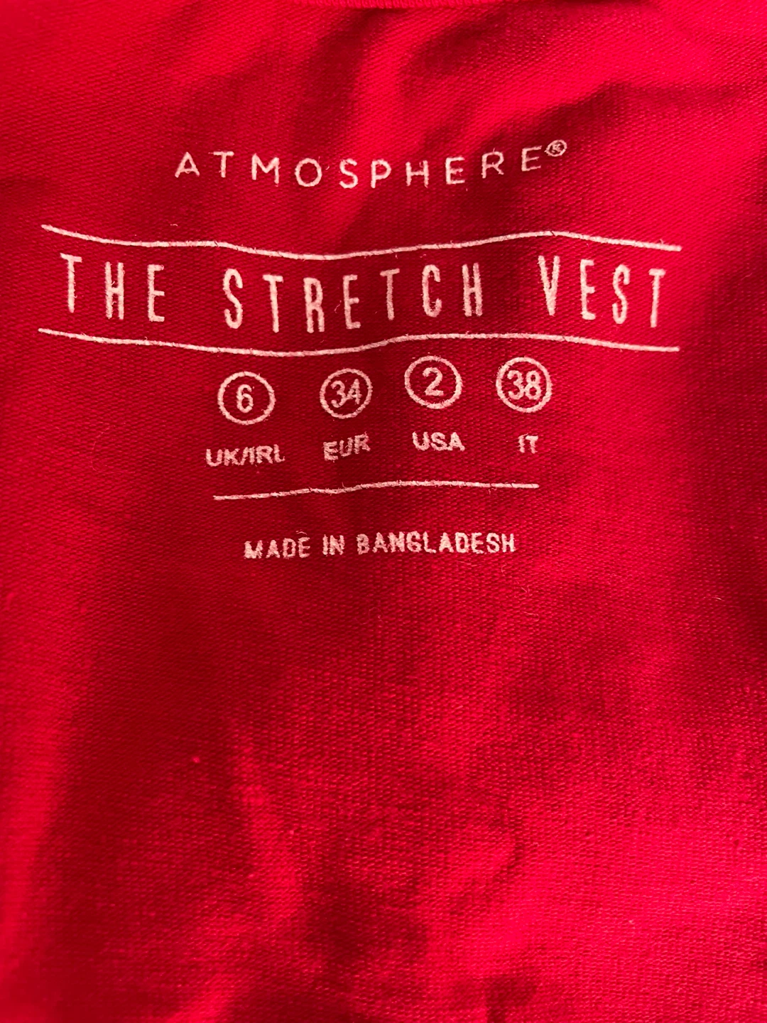 ATMOSPHERE The Stretch Vest Red Tank Top Size 6 - photo 3