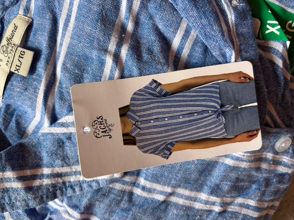 Ladies J.A.C.H.S. Girlfriend Blue Striped Shirt XL - photo 2