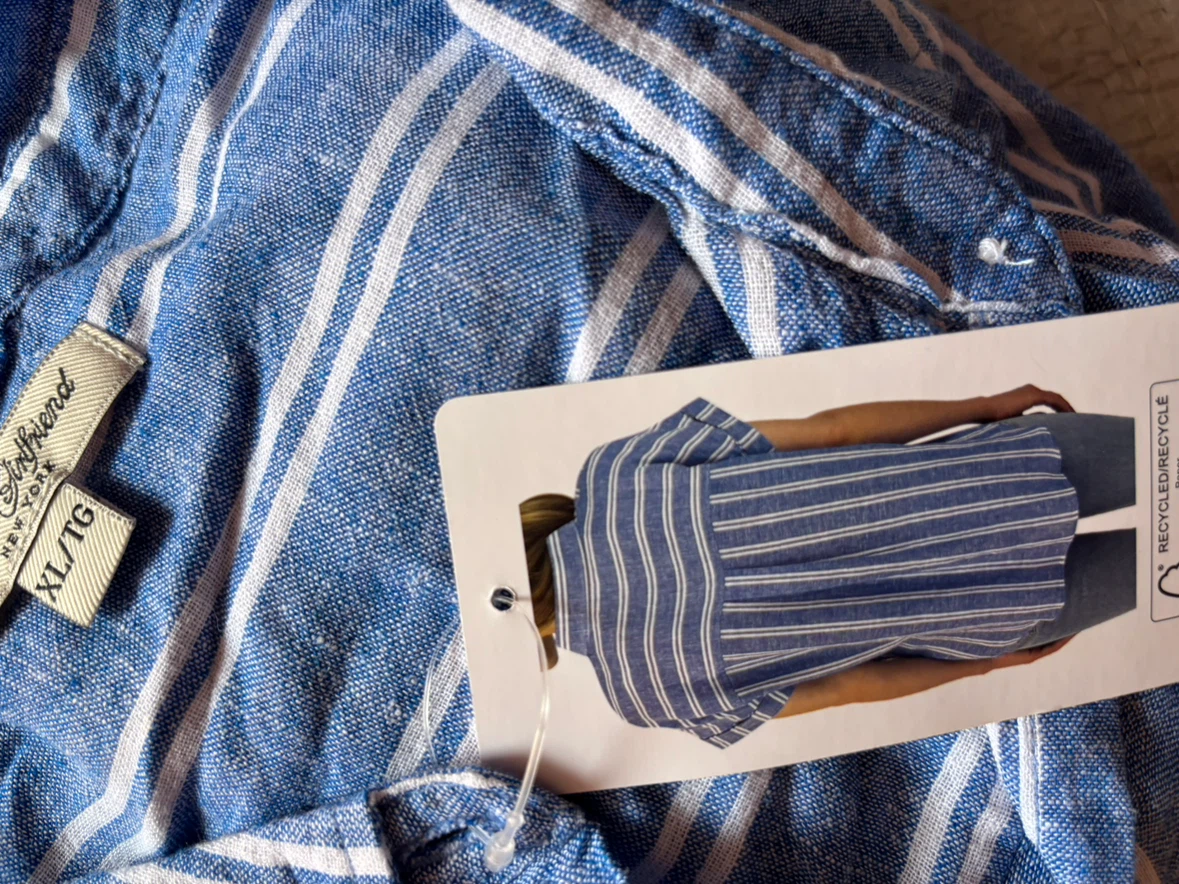 Ladies J.A.C.H.S. Girlfriend Blue Striped Shirt XL - photo 3