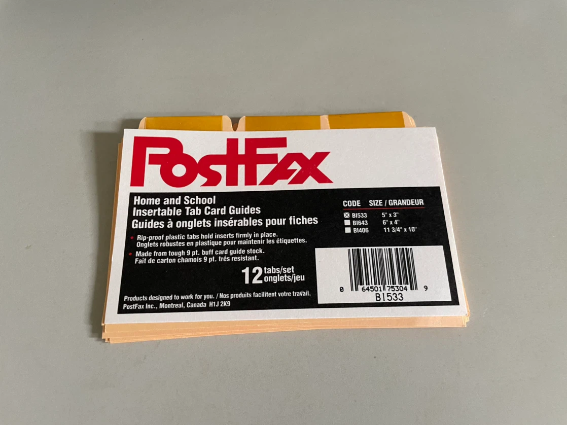 Post-it 5" x 3" Insertable Tab Card Guides (12 tabs)