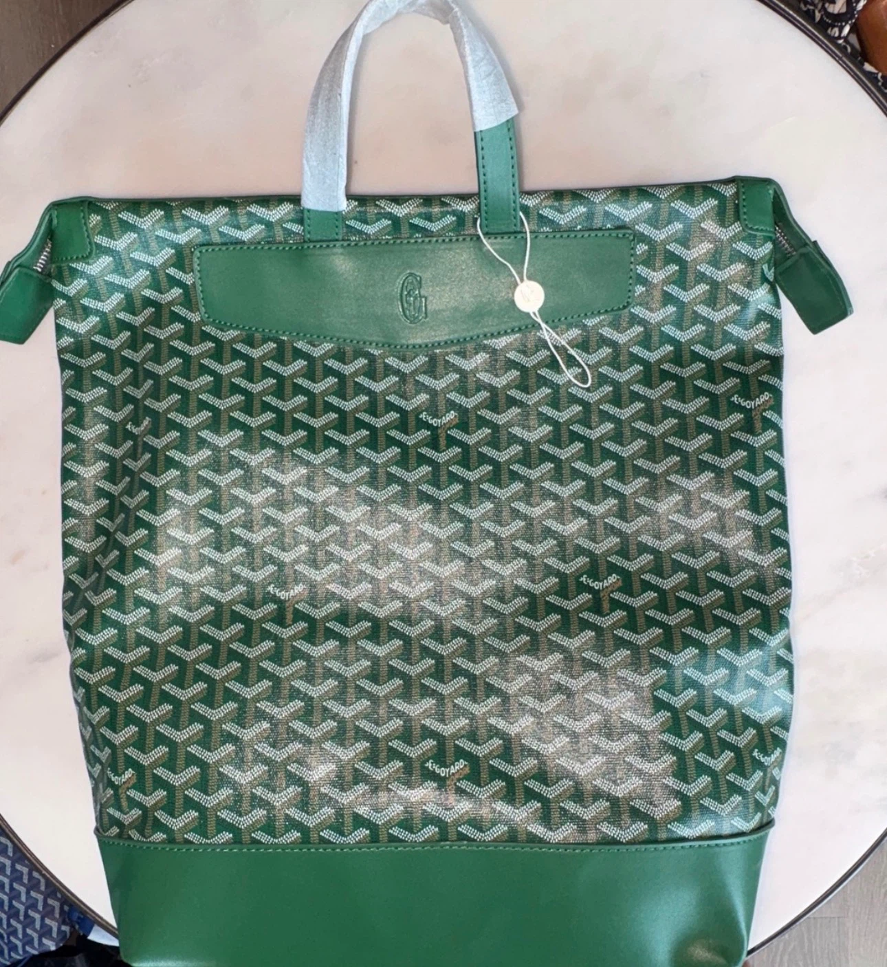 Goyard Green Printed Backpack Tote