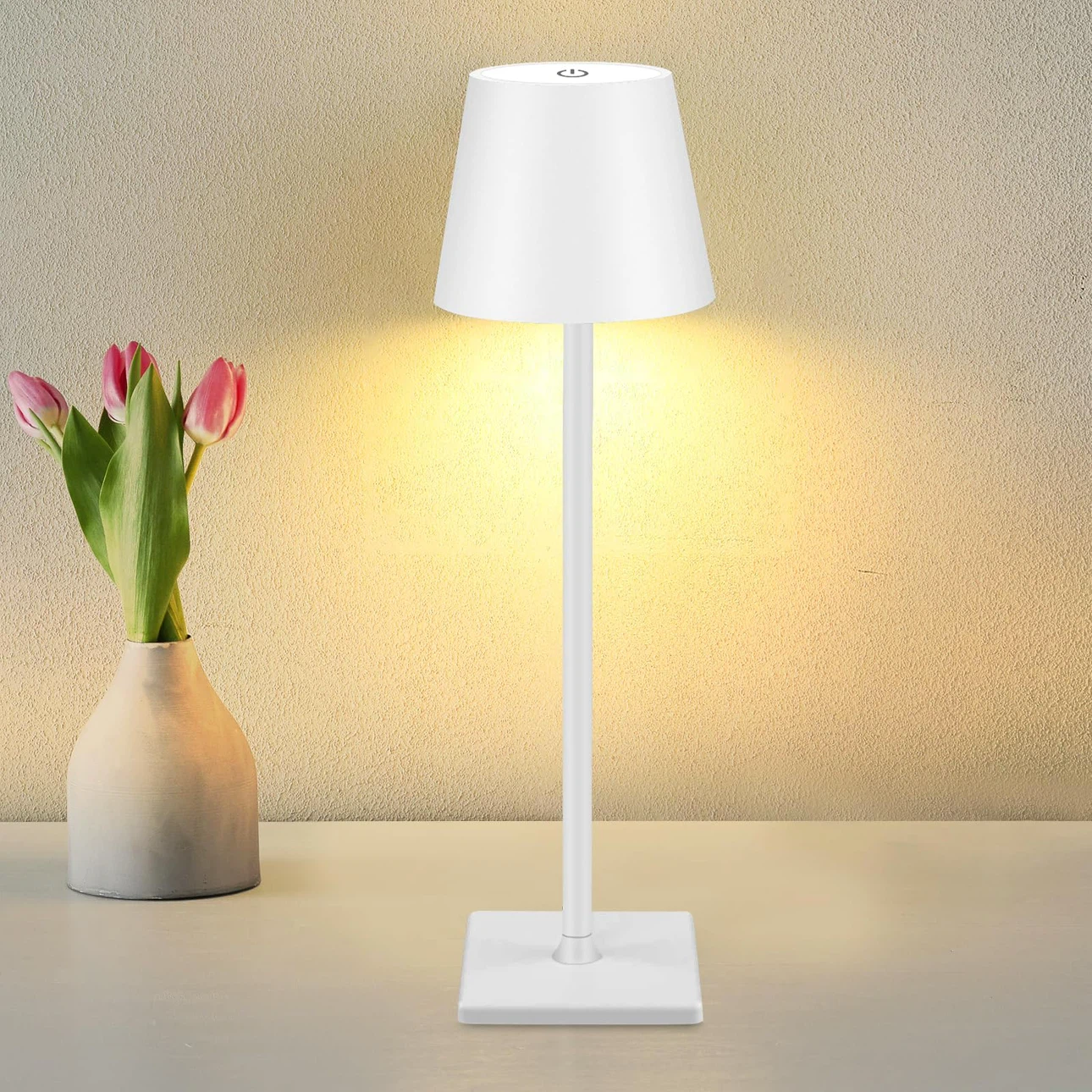 White LED Table Lamp with Touch Control and 5000mAh Battery