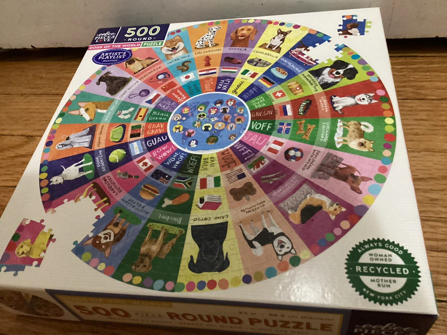 eeBoo Dogs of the World 500 Piece Round Puzzle