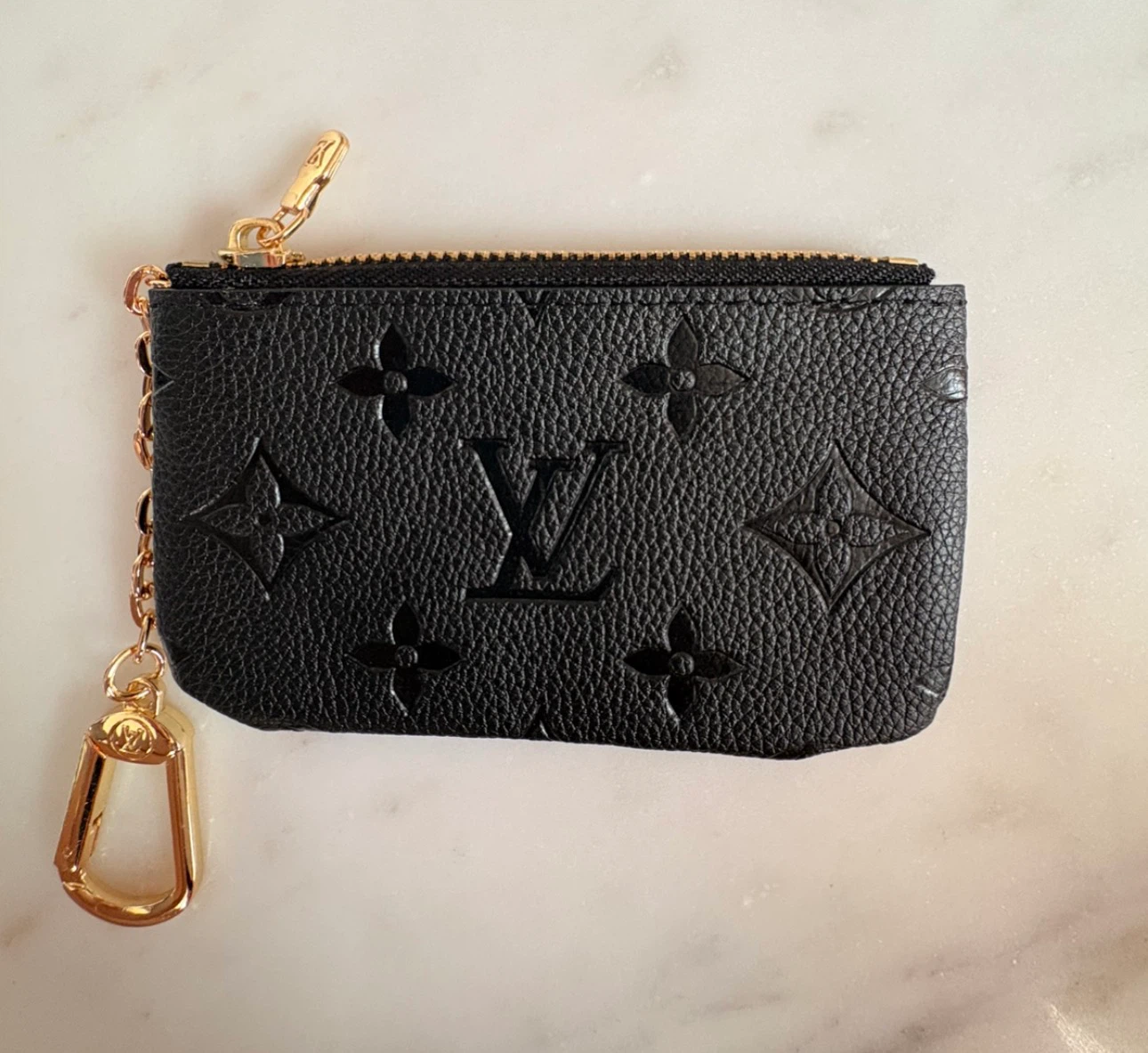 Louis Vuitton Black Monogram Coin Pouch with Chain
