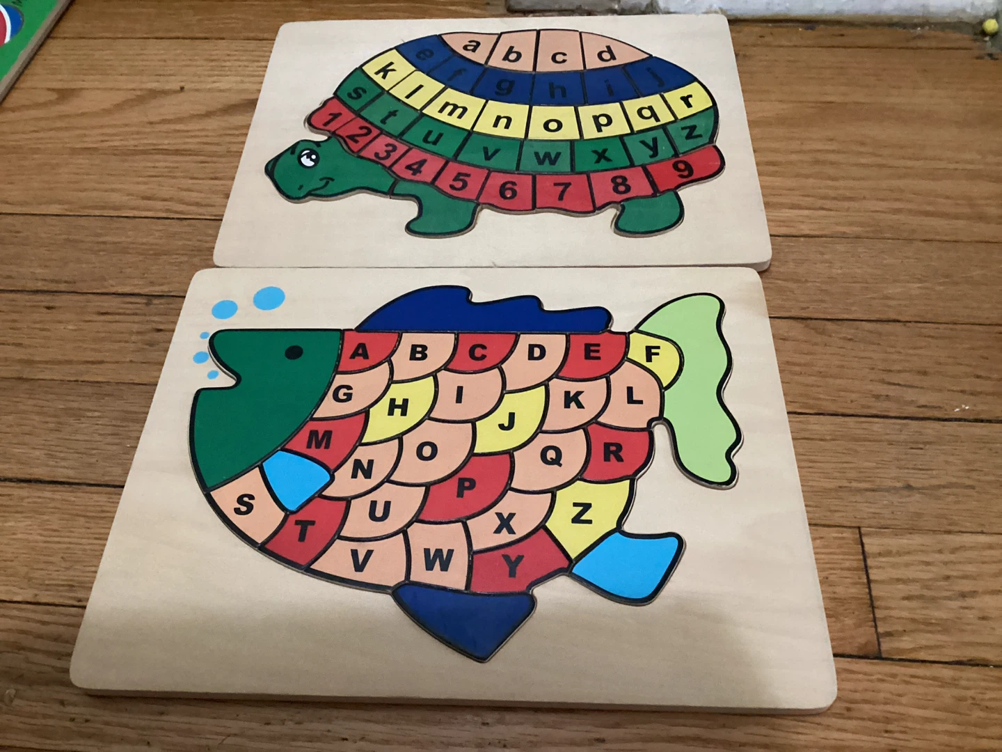 Wooden ABC and Number Animal Puzzles Set