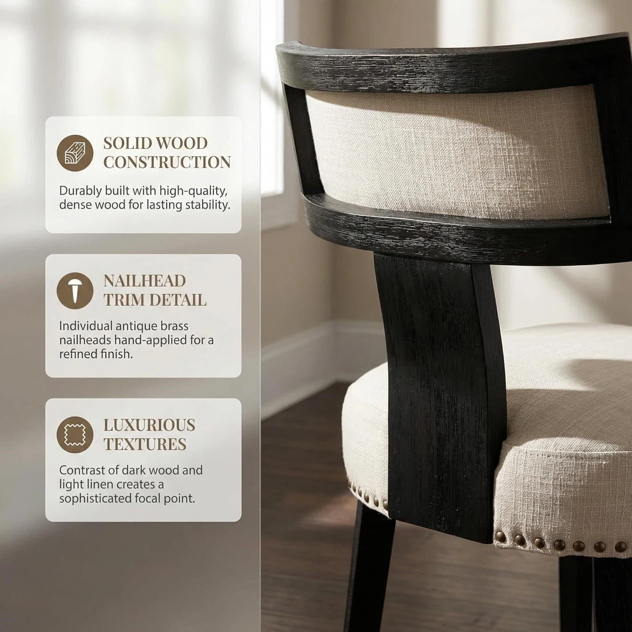 Brand New Dining Chair - Solid Wood, Nailhead Trim - photo 2