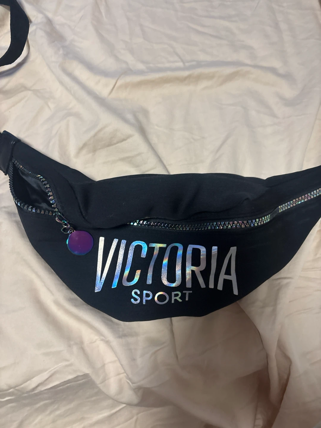 Victoria Sport Black Belt Bag with Holographic Logo