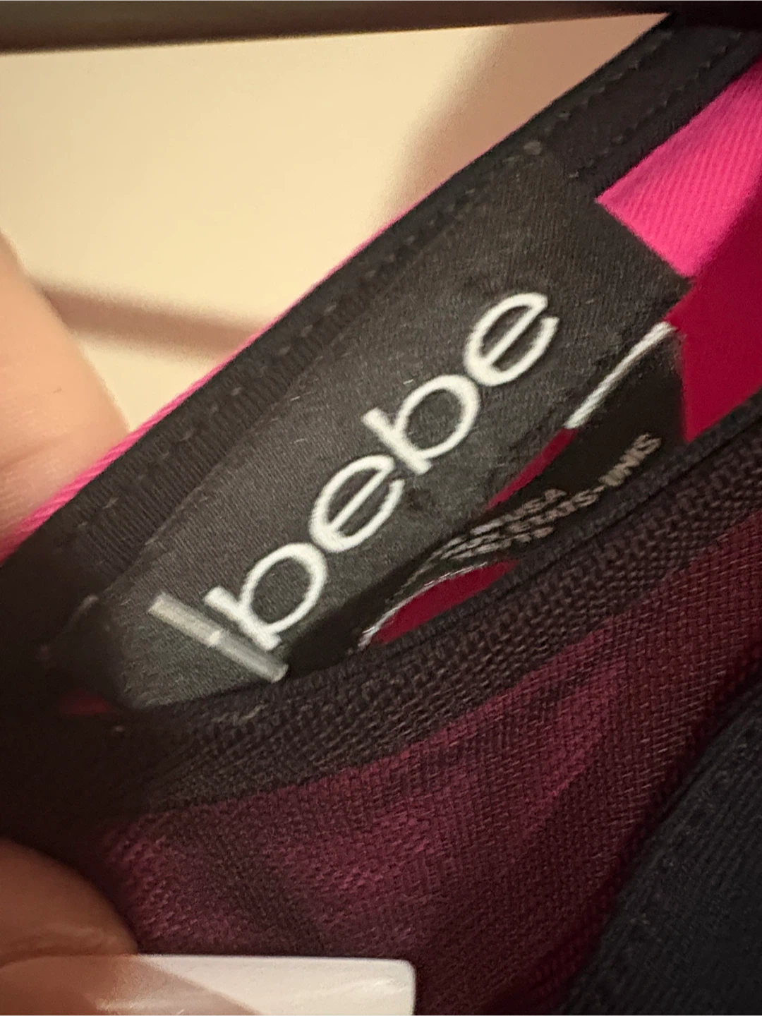 Bebe Pink and Black V-Neck Peplum Top - photo 2