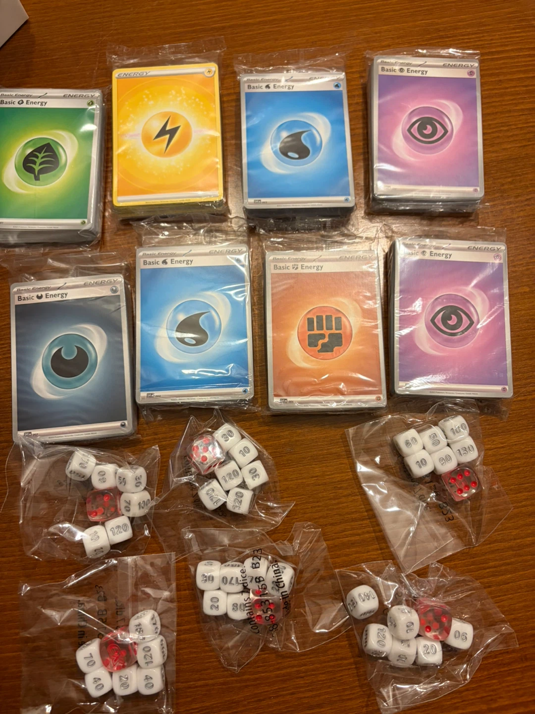 Pokemon unopened Energy cards and dice sets from 151
