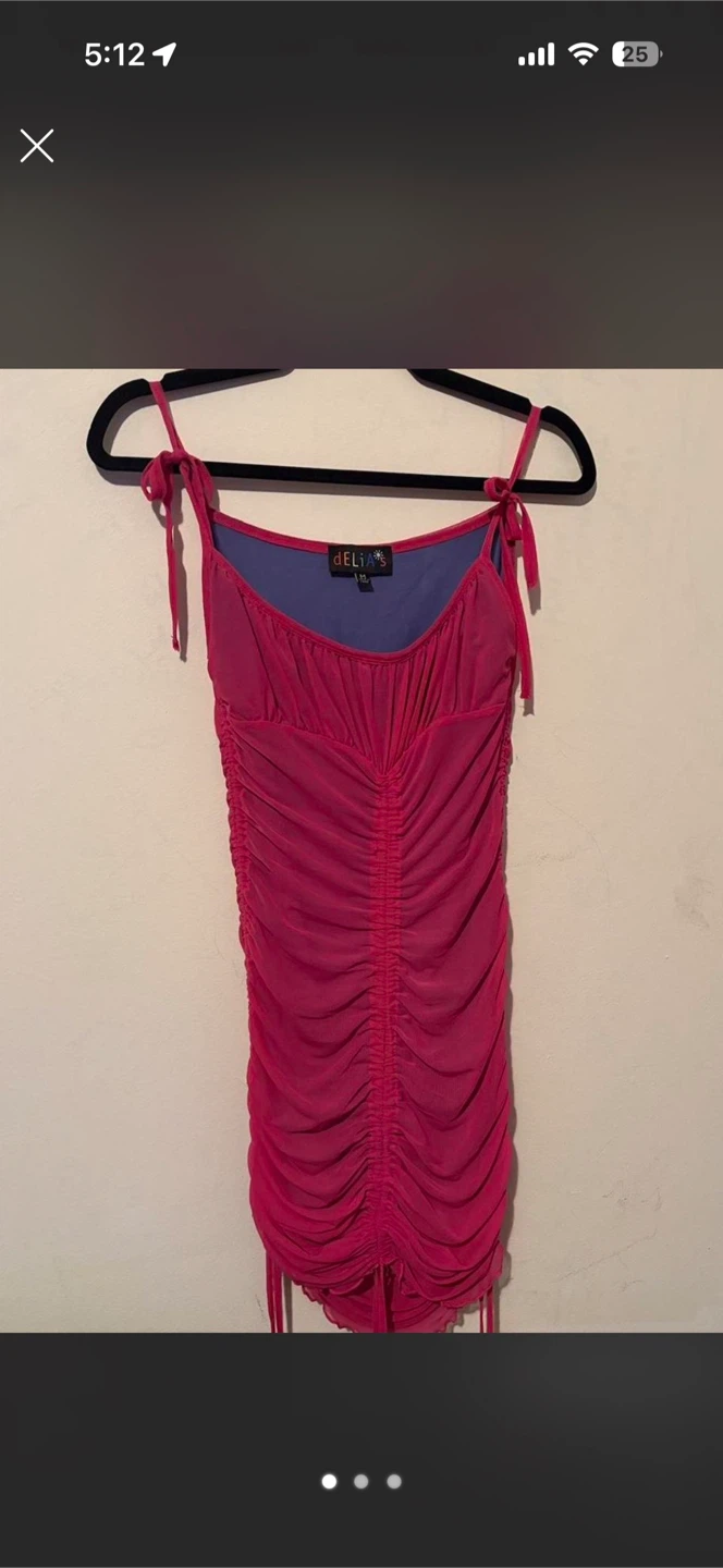 Delia's Ruched Mesh Dress - Pink - Medium
