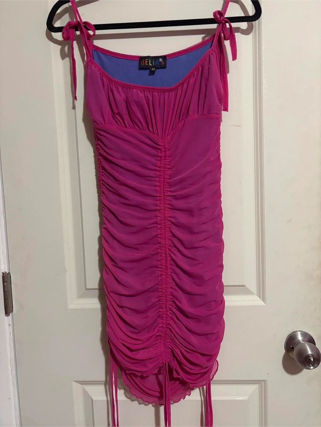 Delia's Ruched Mesh Dress - Pink - Medium - photo 2