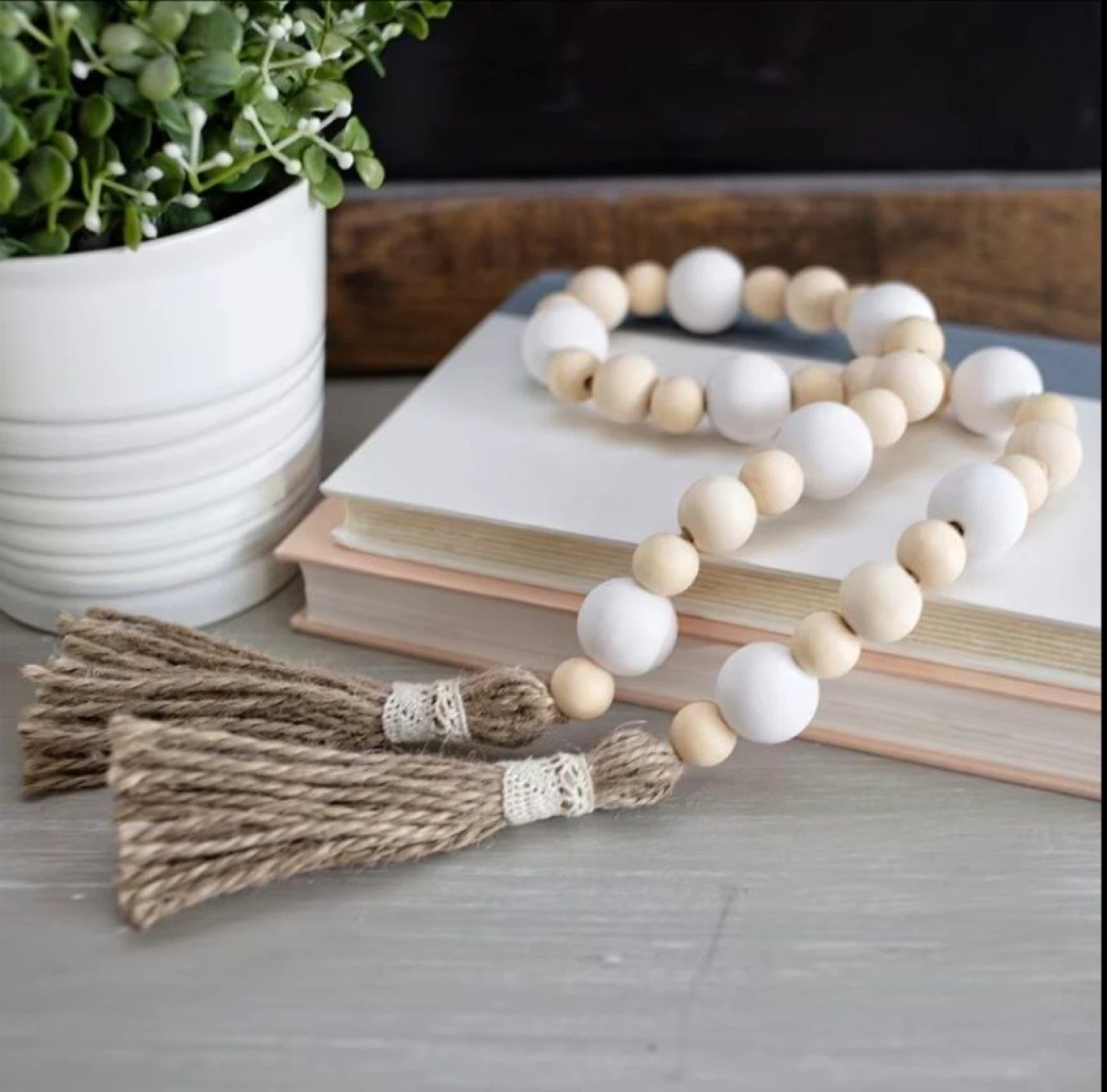 Wood Bead Garland with Tassels - photo 2