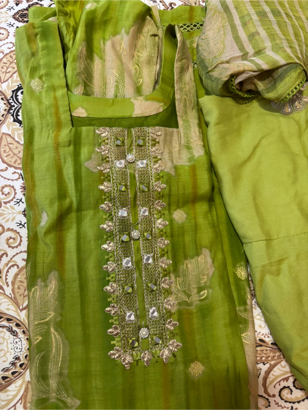 Embroidered Green salwar suit with dupatta