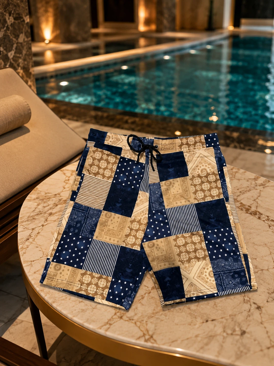 NEW Fresh Prints of Bel-Air Men’s M Navy Tan Shorts - photo 3