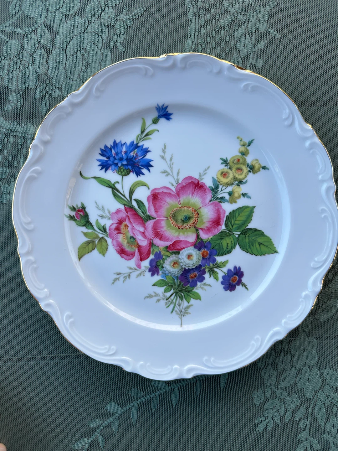 VTG JWK Bavaria Floral Porcelain Plate | Cottage Decor Wall Art