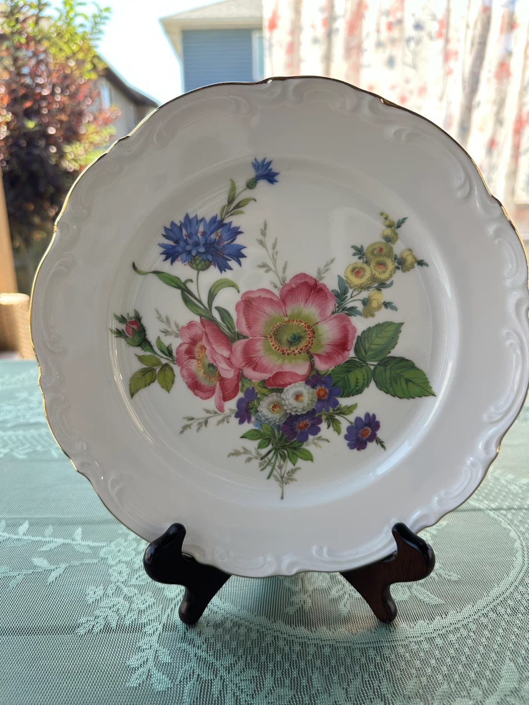 VTG JWK Bavaria Floral Porcelain Plate | Cottage Decor Wall Art - photo 3