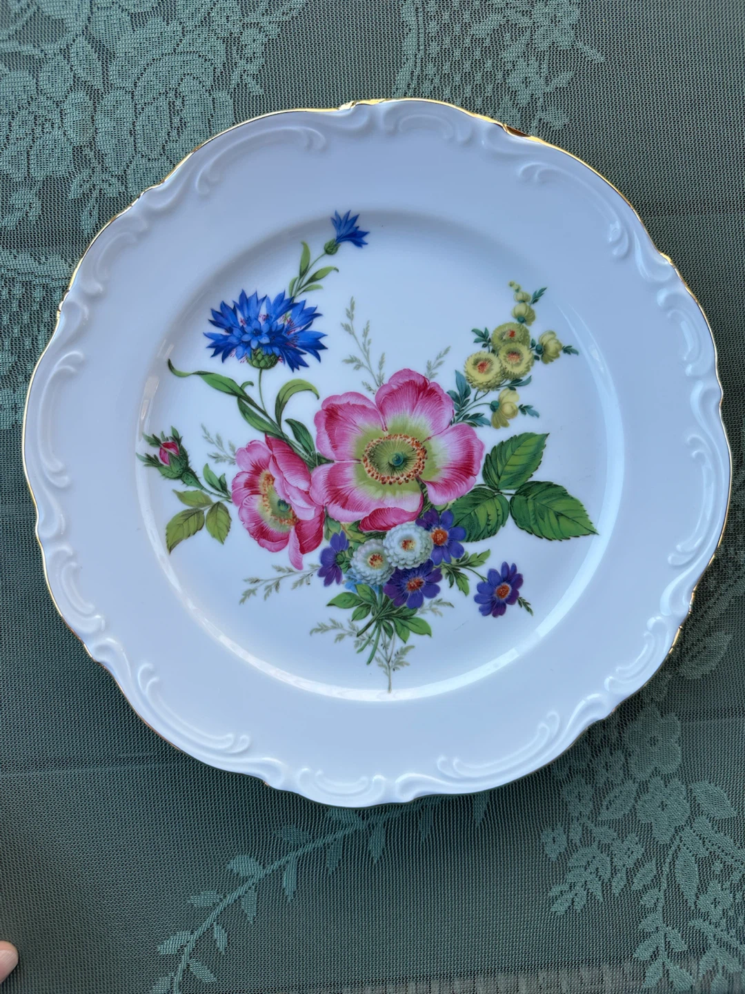 VTG JWK Bavaria Floral Porcelain Plate | Cottage Decor Wall Art - photo 4