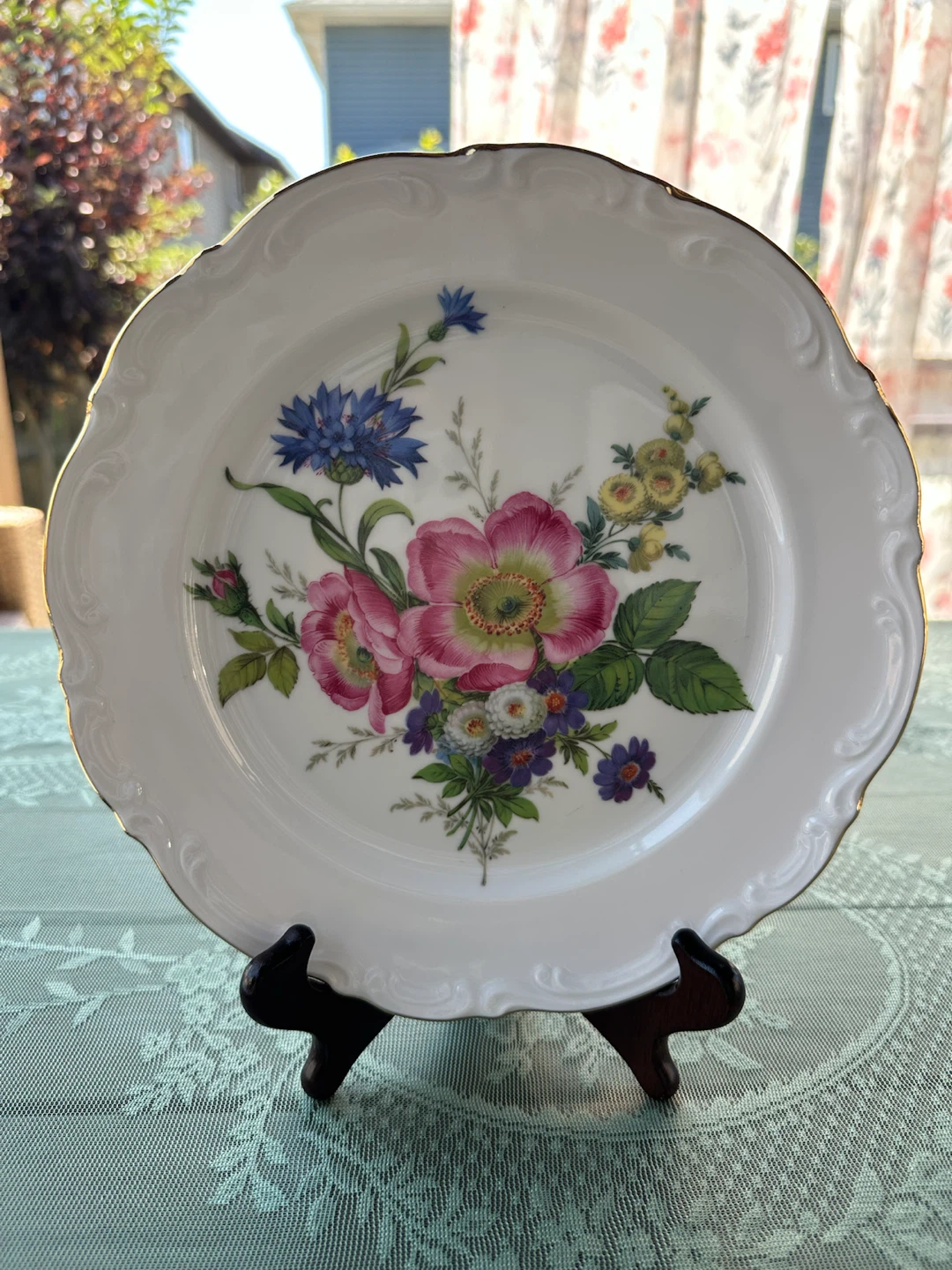 VTG JWK Bavaria Floral Porcelain Plate | Cottage Decor Wall Art - photo 5