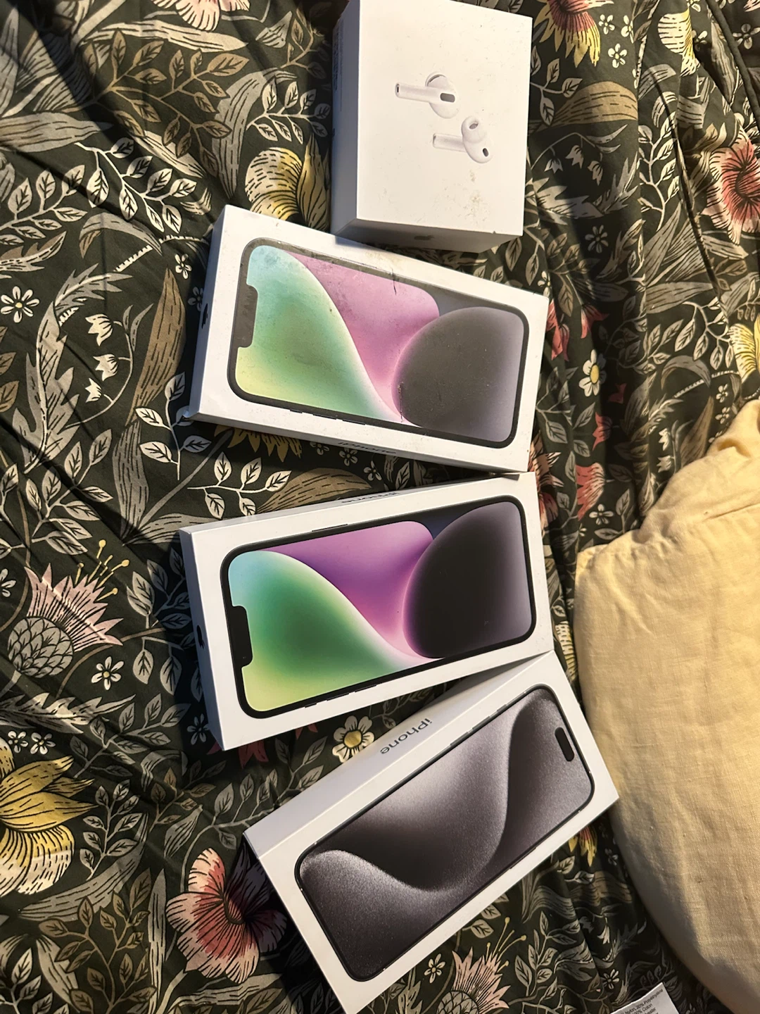 One Box for an iPad, Three iPhone boxes the AirPods 3
