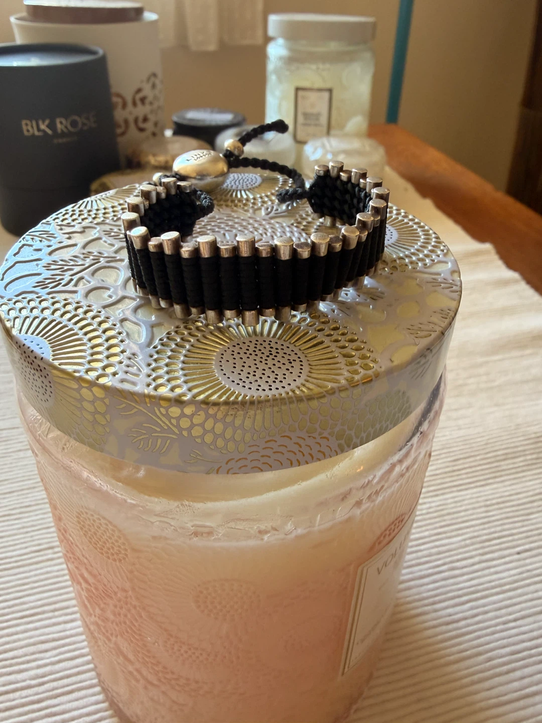 Links of London Bracelet Sterling Silver Beads Black Cord