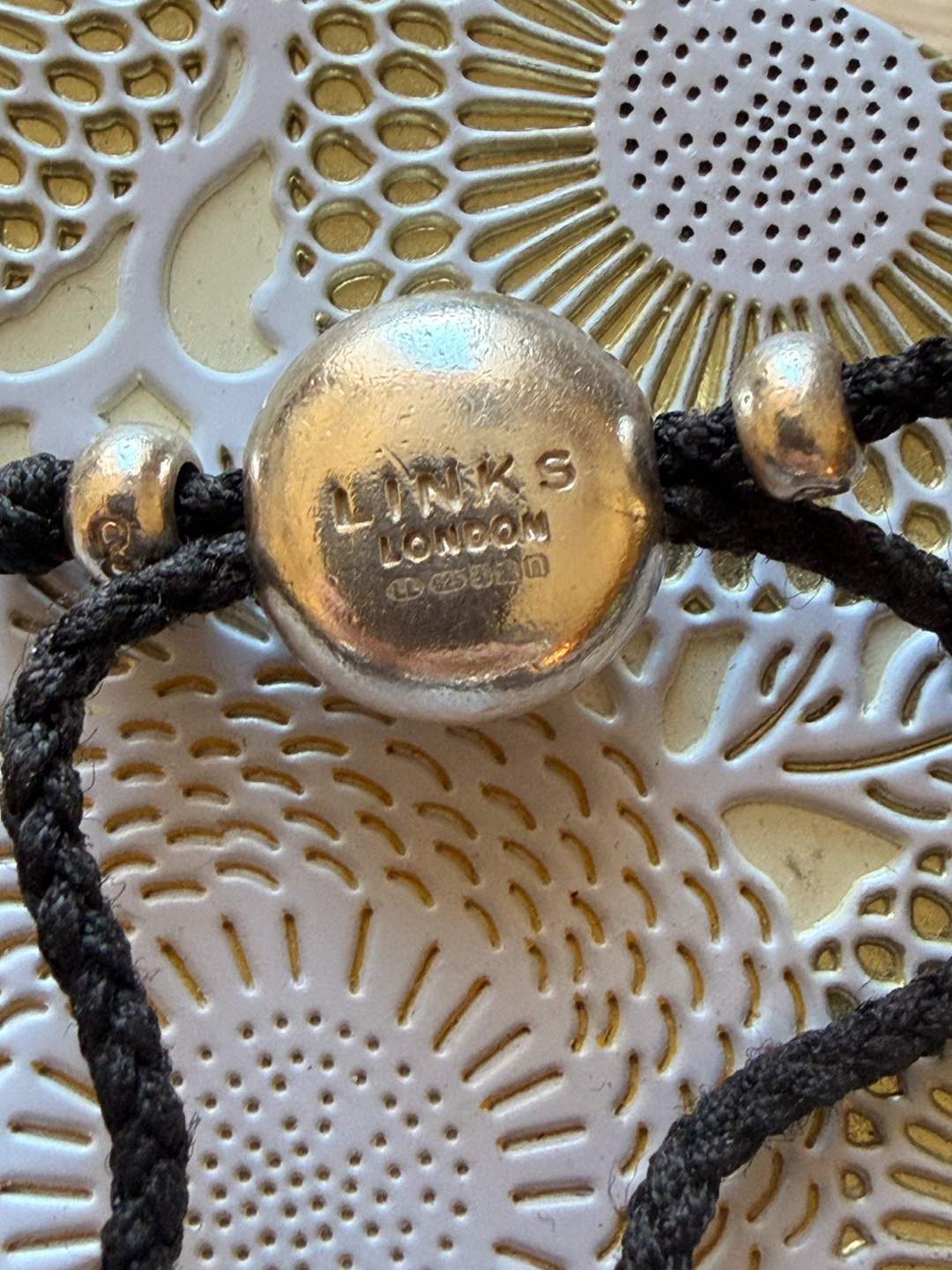 Links of London Bracelet Sterling Silver Beads Black Cord - photo 2