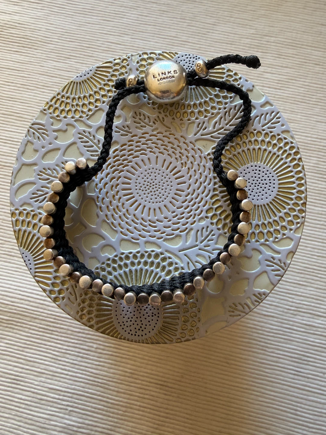 Links of London Bracelet Sterling Silver Beads Black Cord - photo 3