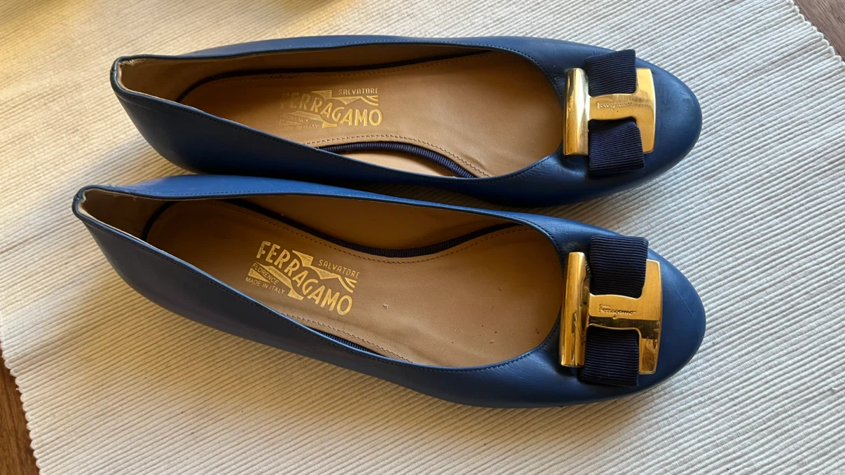 Salvatore Ferragamo Blue Leather Ballet Flats - photo 3