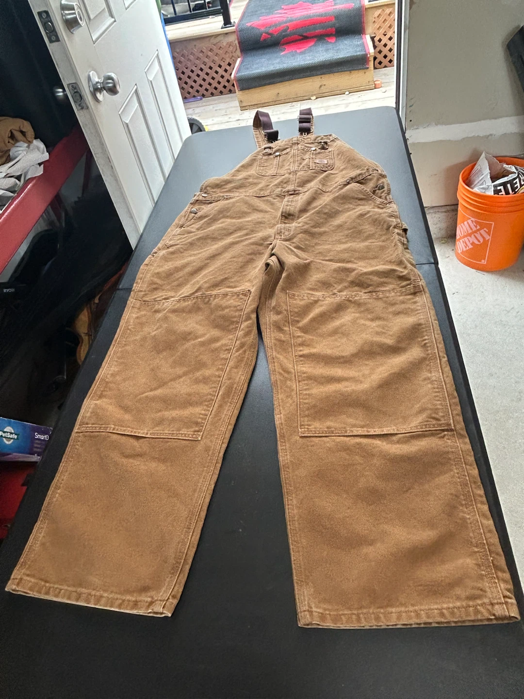 Carhartt Brown Canvas Bib Overalls - Size 42 x 32