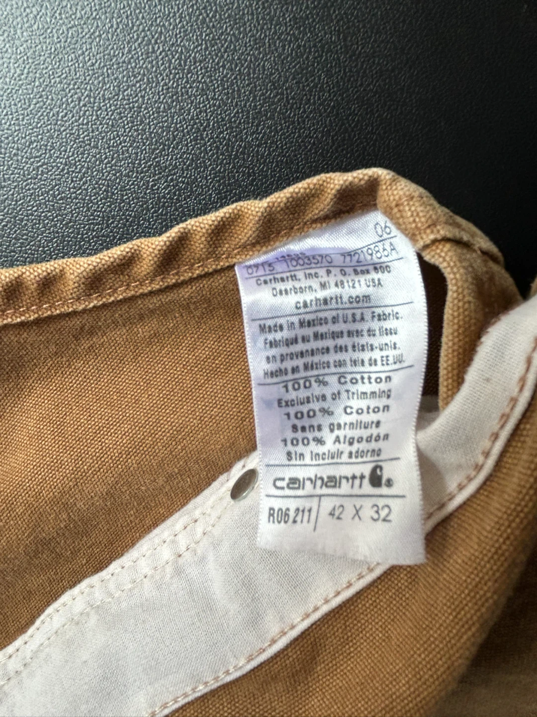 Carhartt Brown Canvas Bib Overalls - Size 42 x 32 - photo 5