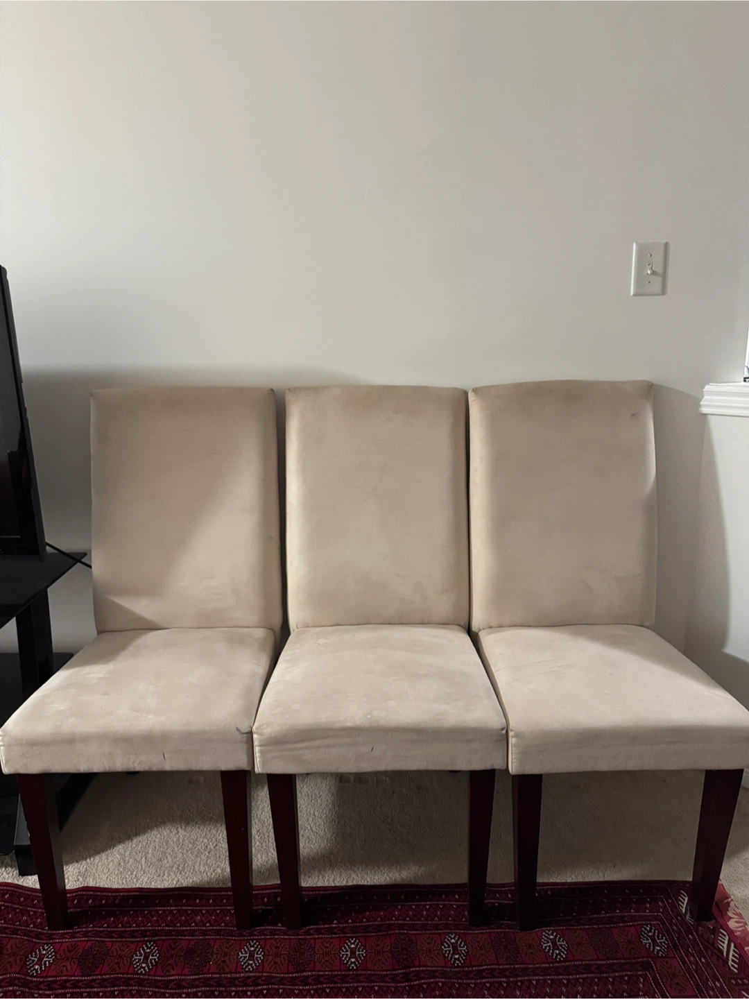 Set of 4 beige upholstered dining chairs