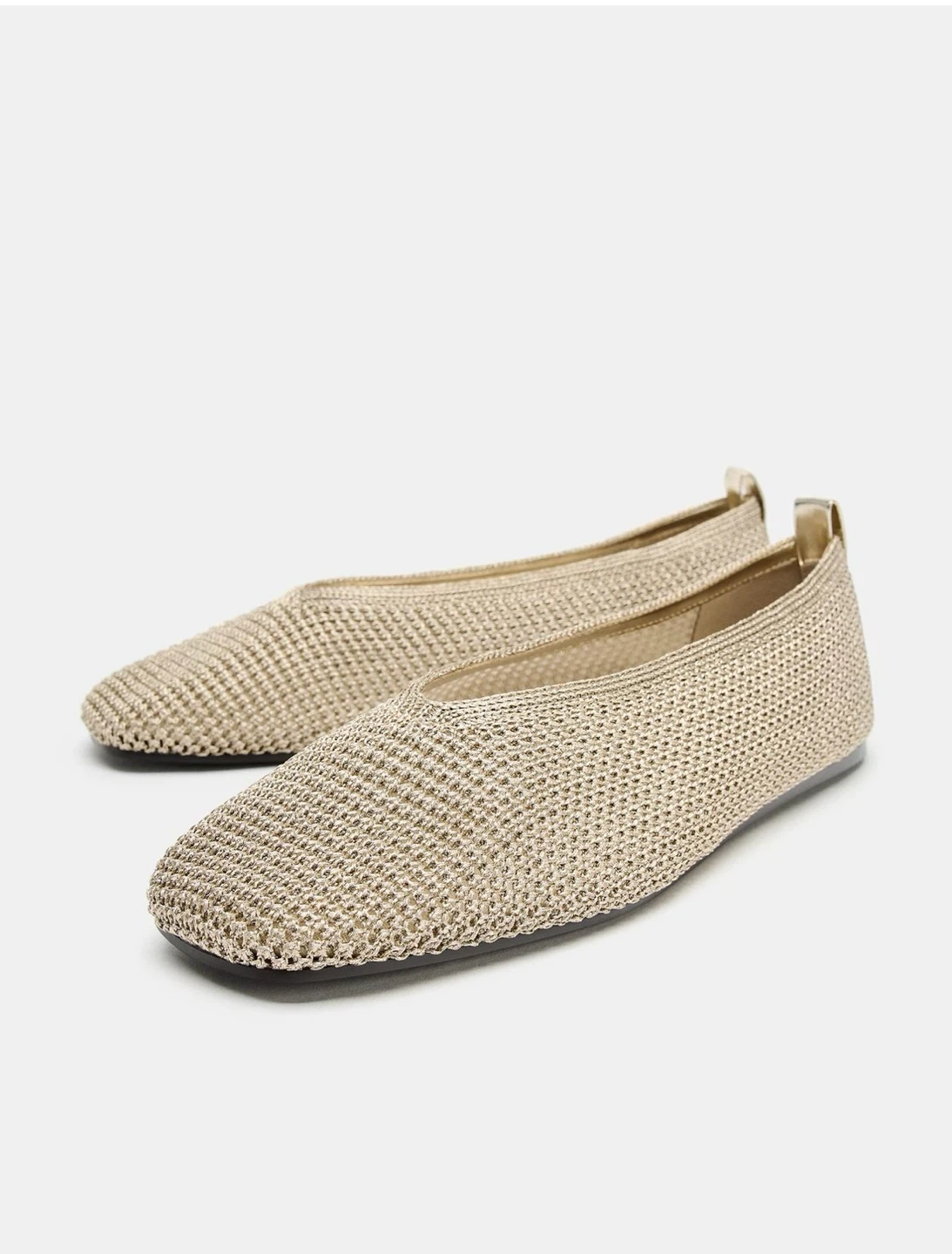 BNWT Zara Gold Woven Ballet Flats (Size 39 / US 8) - Brand New