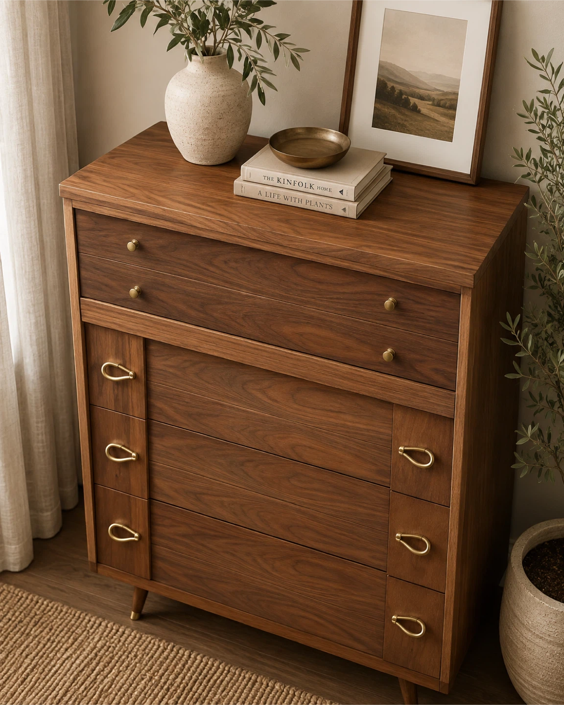 ✨Vintage Viscol Walnut Tallboy Dresser | Mid-Century Modern - photo 5