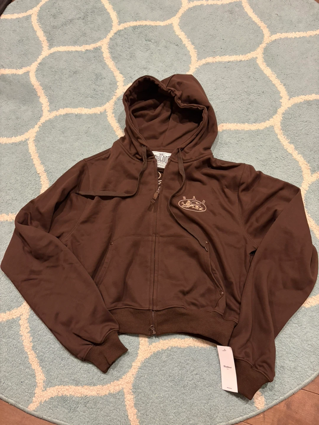 BNWT Bad Blood Brown Zip Up Hoodie Size S