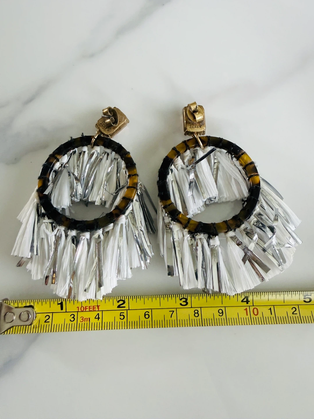 J.Crew Tassel Hoop Earrings Silver White - photo 2