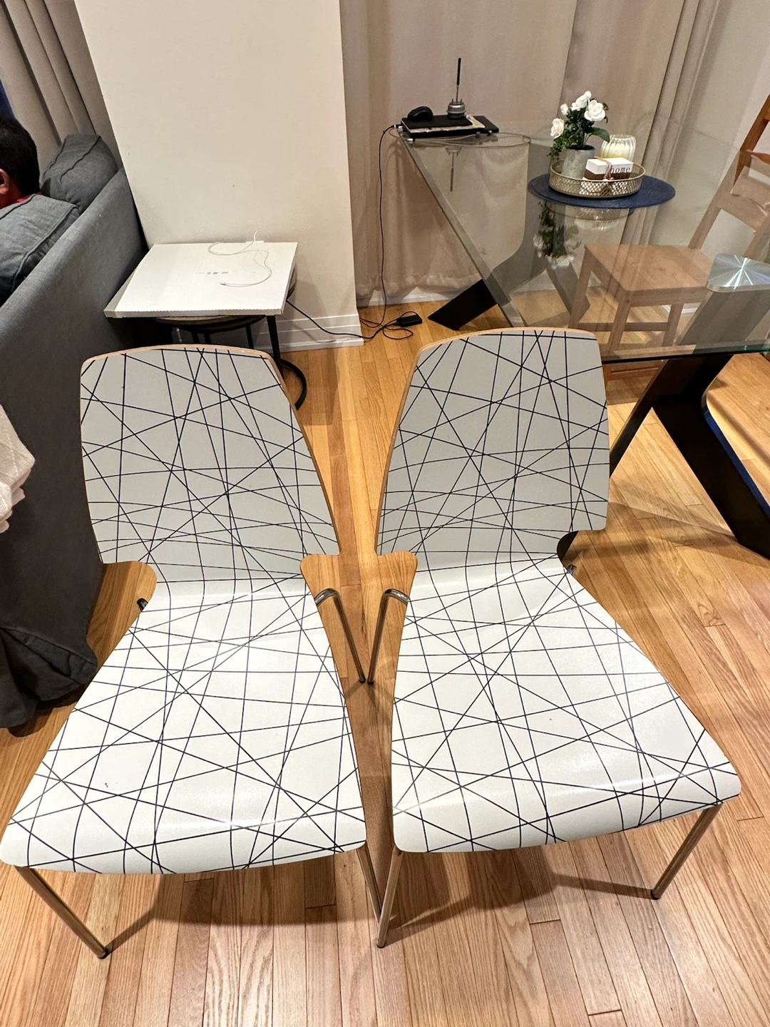 2 Modern Chairs - Geometric Pattern