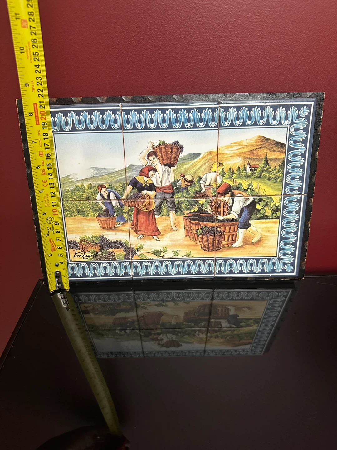 Vintage Portuguese Hand-Painted Vineyard Tile Mural (6-Tile Set) - photo 3