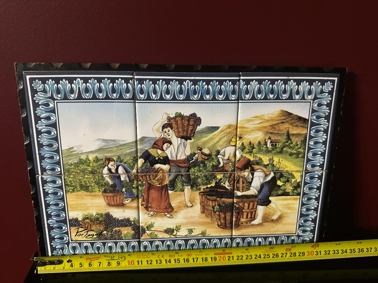 Vintage Portuguese Hand-Painted Vineyard Tile Mural (6-Tile Set) - photo 4